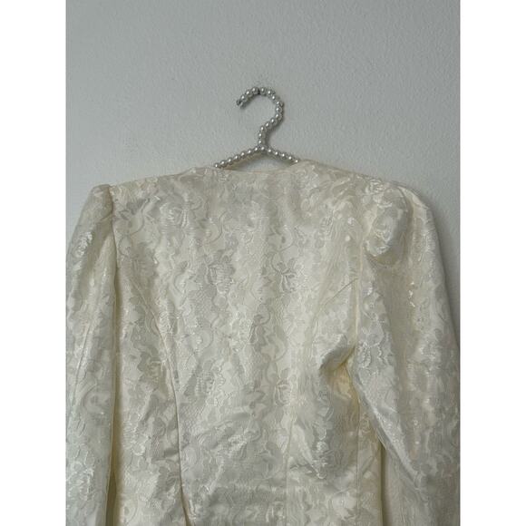 Gunne Sax Ivory Button Front Floral Lace Puff Sleeve Blazer Vintage *TINY FLAW - Picture 12 of 15